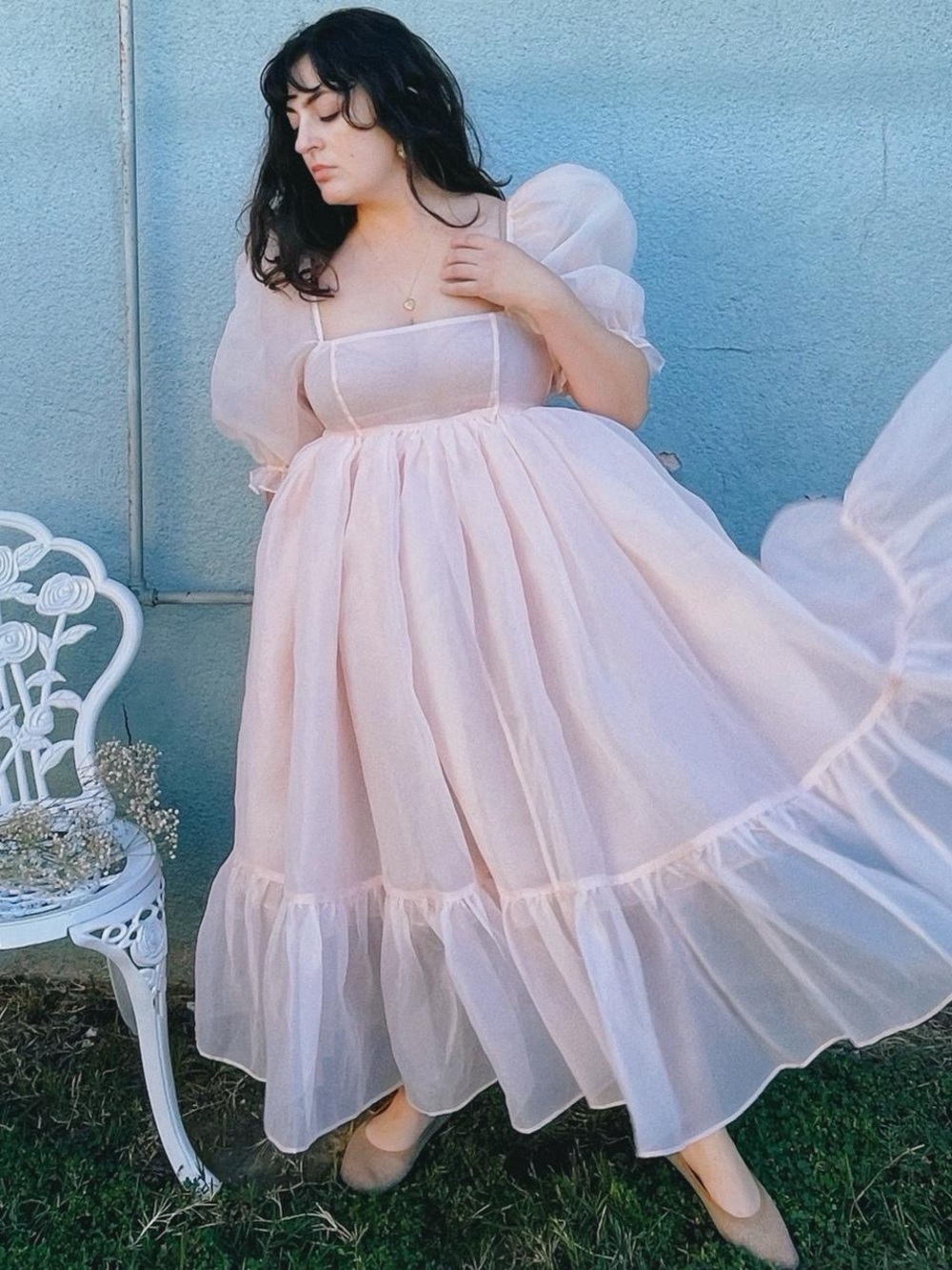 Selkie Peach French Puff dress